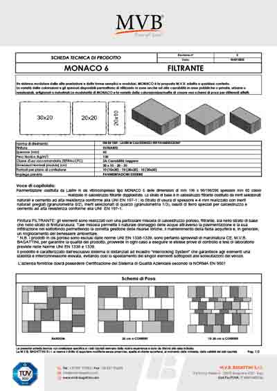 MONACO 6 FILTRANTE-Scheda tecnica