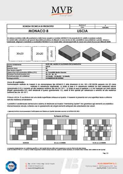 MONACO 8 LISCIA-Scheda tecnica