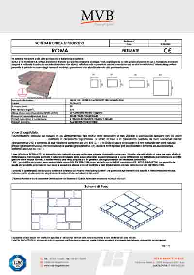 ROMA8-FILTRANTE-Scheda tecnica