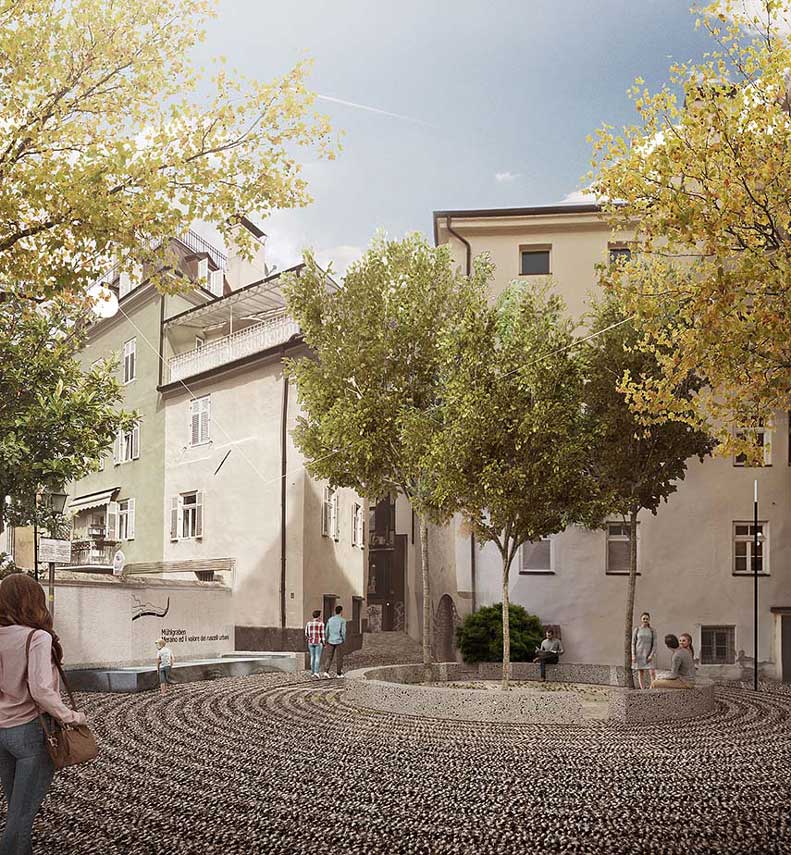 Requalification du Corso Libertà Superiore à Merano. Un dessin du silence
