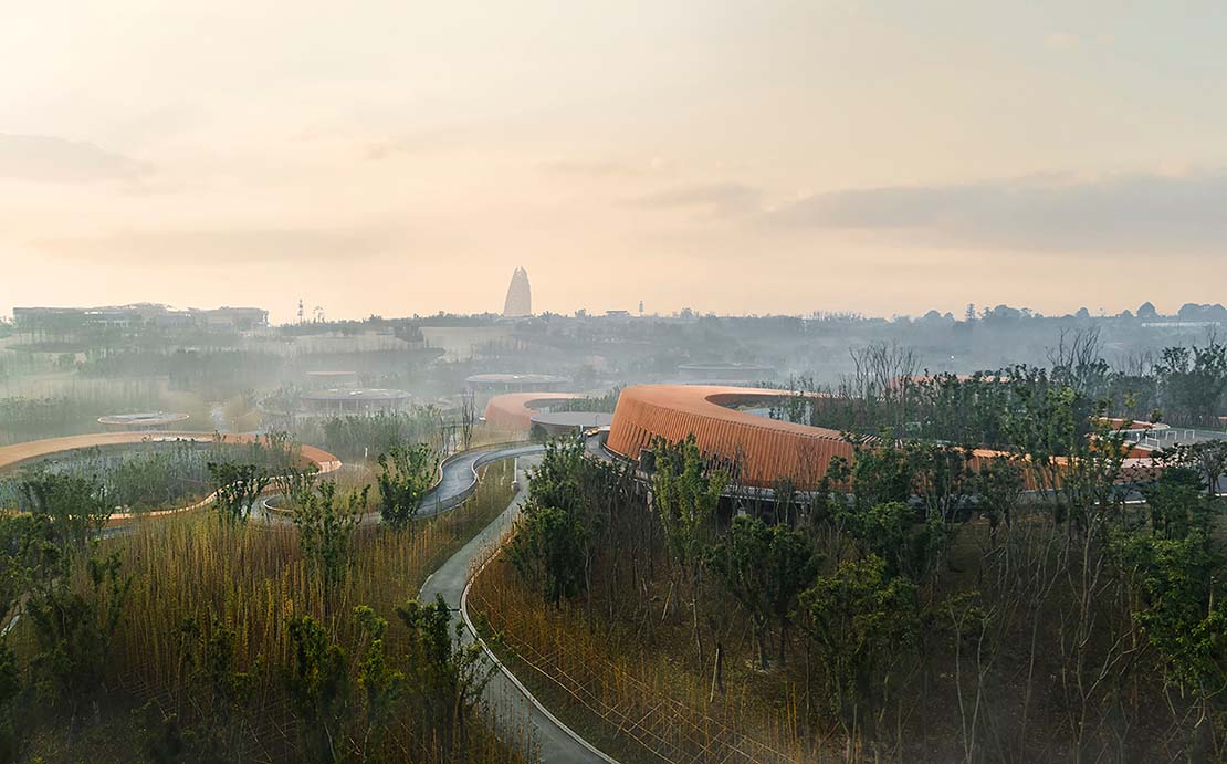 Panda Pavilions: una fusión de arquitectura y paisaje para los osos