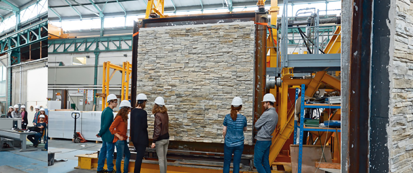 Factory tests for stone wall cladding