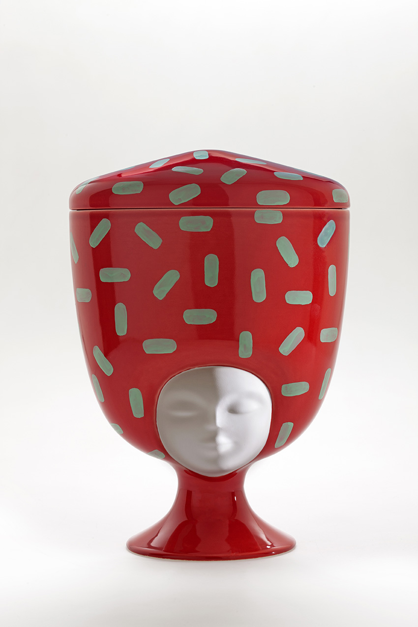 The Sisters sculpture in red