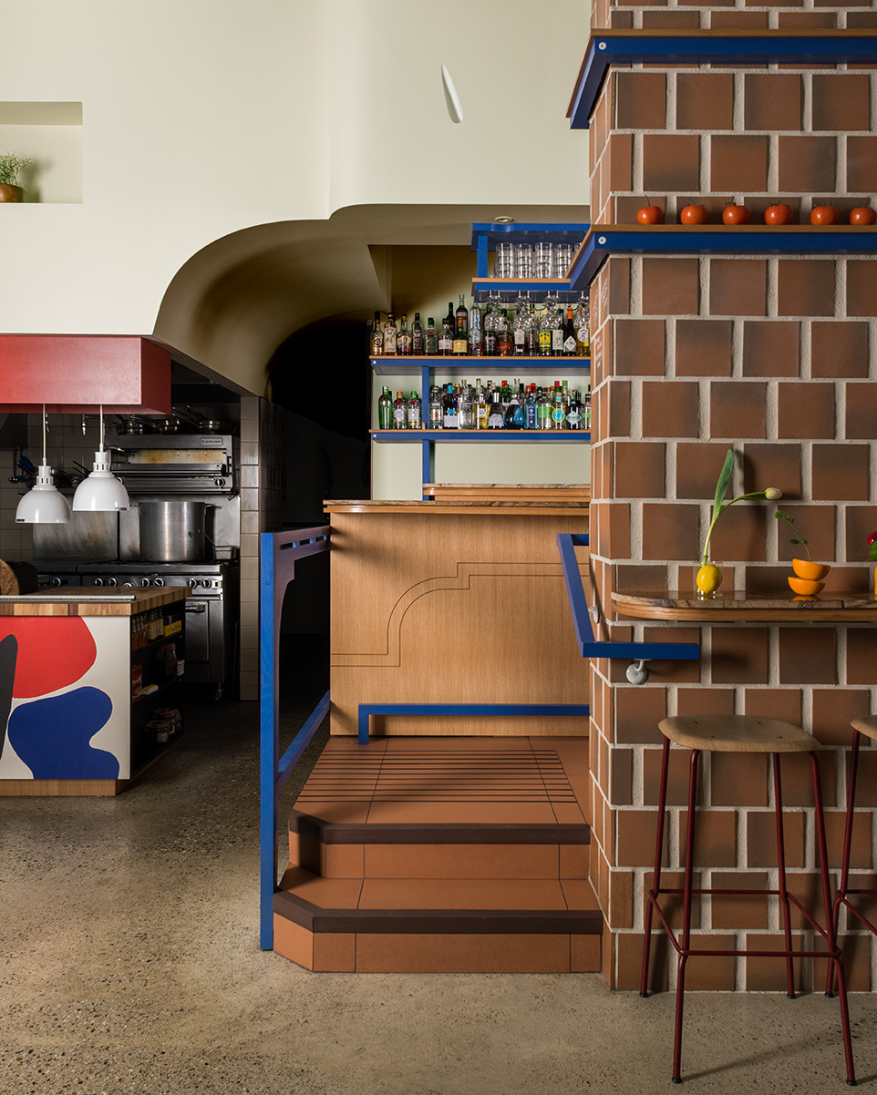 tapas bar blue and brick finish