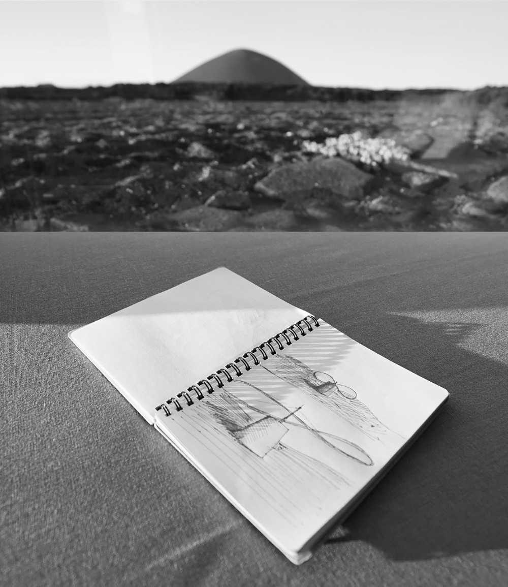 Among the volcanoes of Lanzarote, a windmill-turbine combination of poetry and technology
