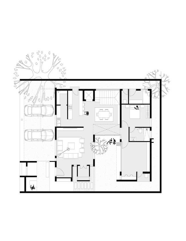 The space that embraces nature and the whole family: Courtyard House