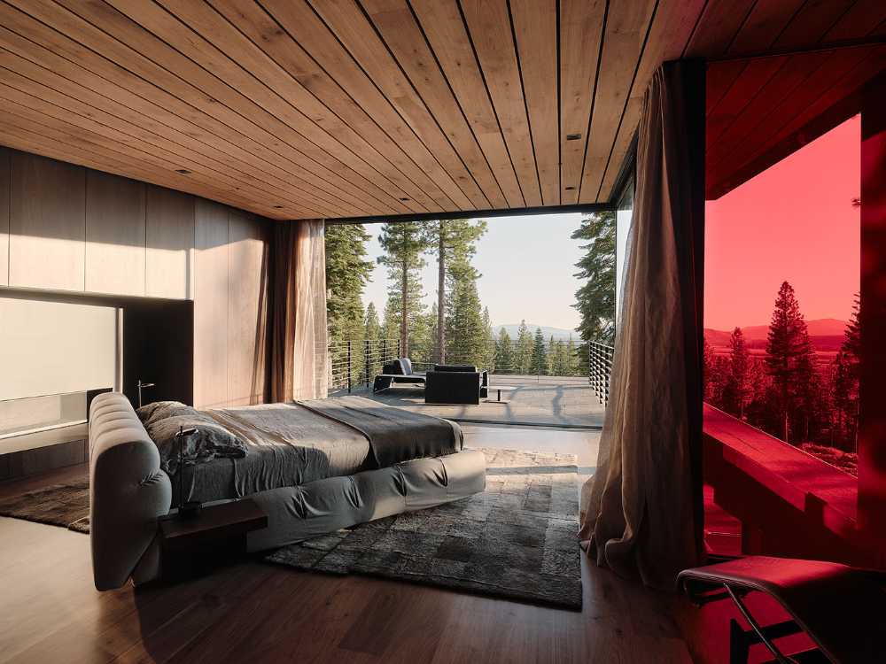 A minimal palette of materials: wood, concrete, and steel define the spaces of Lookout House.