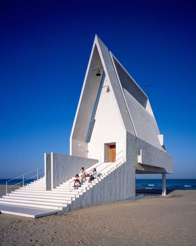 Seashore Chapel as a century-old gift from the ocean lying on the beach