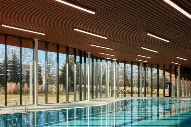 Louny municipal swimming pool is like a sharp rock revealing its precious heart for the well-being of citizens