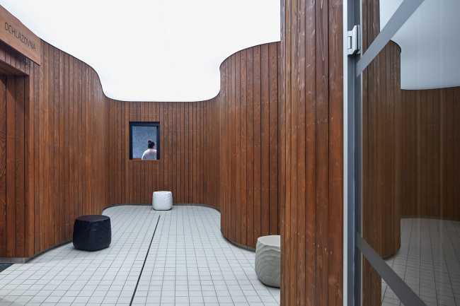 Louny municipal swimming pool is like a sharp rock revealing its precious heart for the well-being of citizens