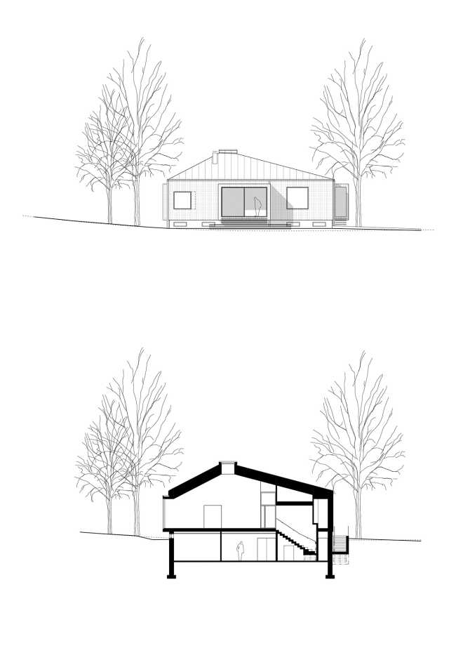 Pokrinniemi House and its original cross-shaped space. Four different views of the precious landscape