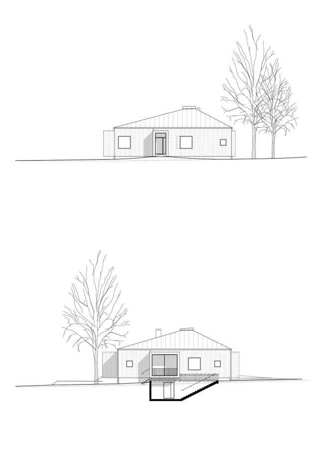 Pokrinniemi House and its original cross-shaped space. Four different views of the precious landscape