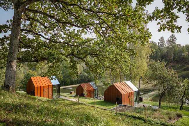 Cabins and saunas from latvian tradition at Ziedlejas Wellness Resort