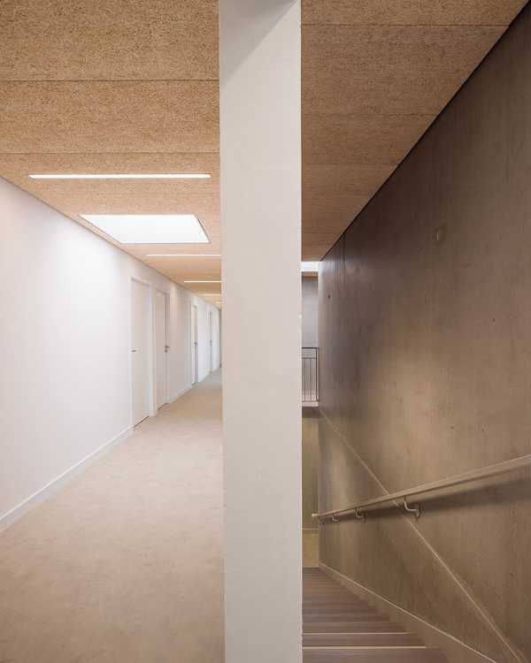 The ASSIA headquarters extension. Building structure in wood, concrete and glass