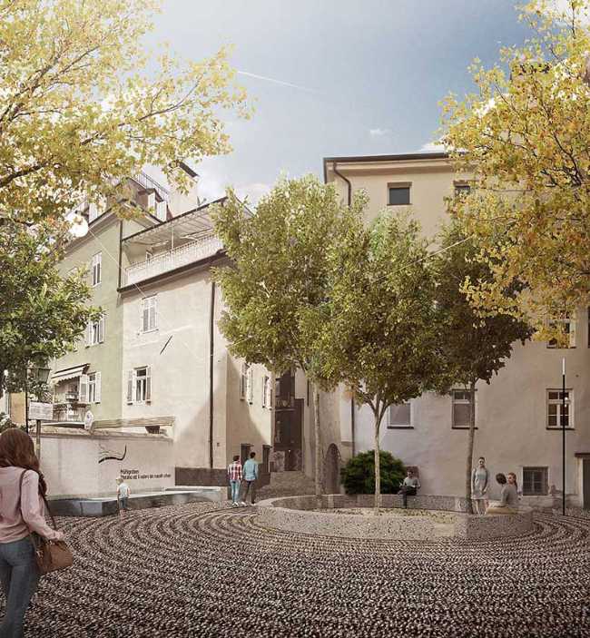Requalification du Corso Libertà Superiore à Merano. Un dessin du silence