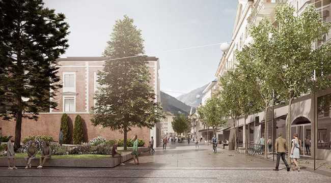 Requalification du Corso Libertà Superiore à Merano. Un dessin du silence