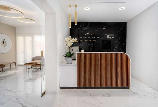 Light and materials for a welcoming dental office.