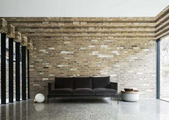 white and brick interiors