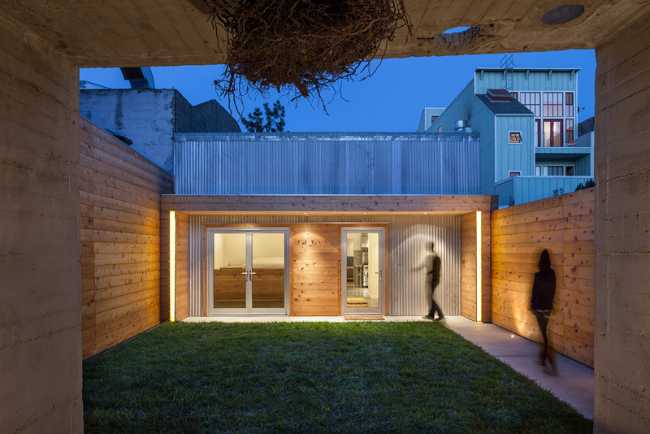 Patio overlooking the interior garden