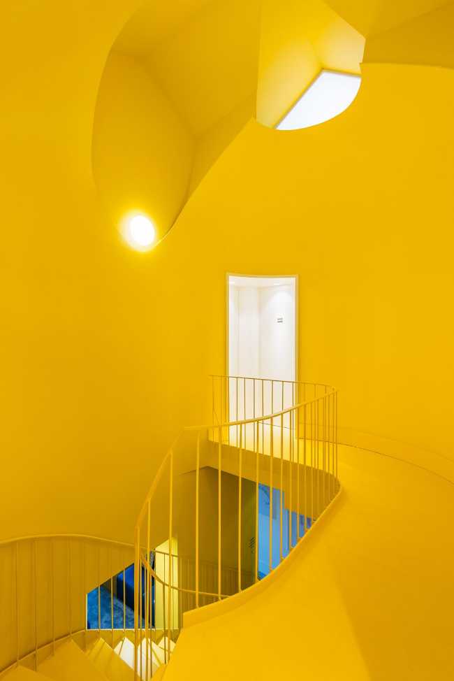 The skylights that illuminate the stairwell
