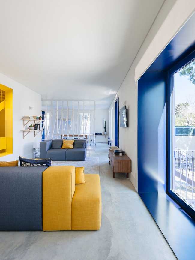 The living area with bay window