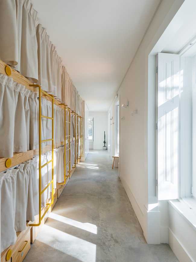 The sleeping area with bunk beds