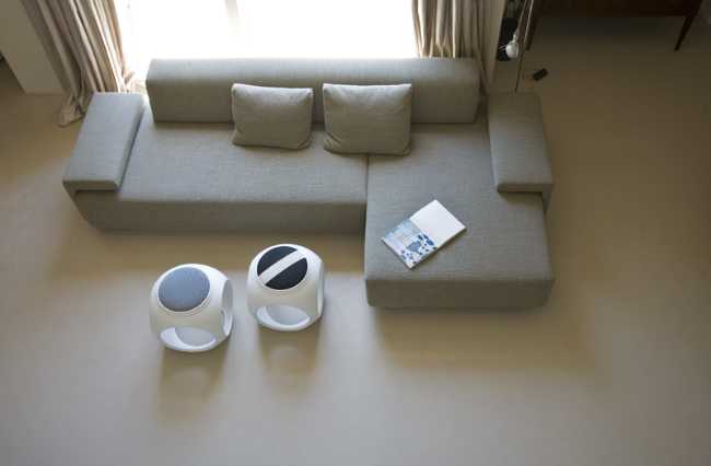 The living area maintains the minimalism of the house