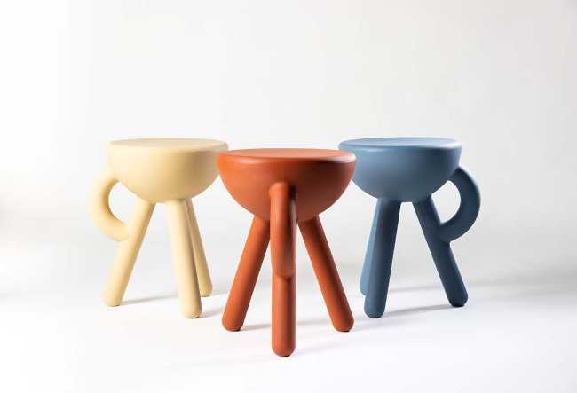 Tubby stool with a conceptual and witty design