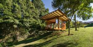 pavilion-meditation-lawn-nature-trees-panorama-lake-terrain-slope-volume-view-ventilation-prefabricated-integration