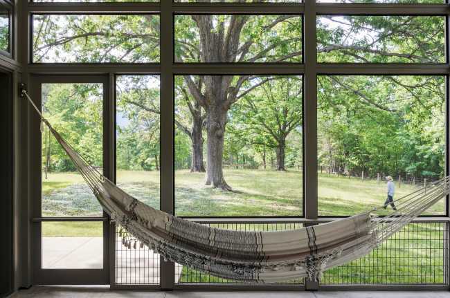 Hammock and full-height glazing