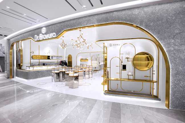 interior concept store white gold console