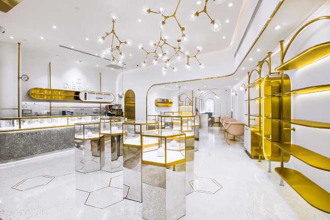 interior concept store white gold