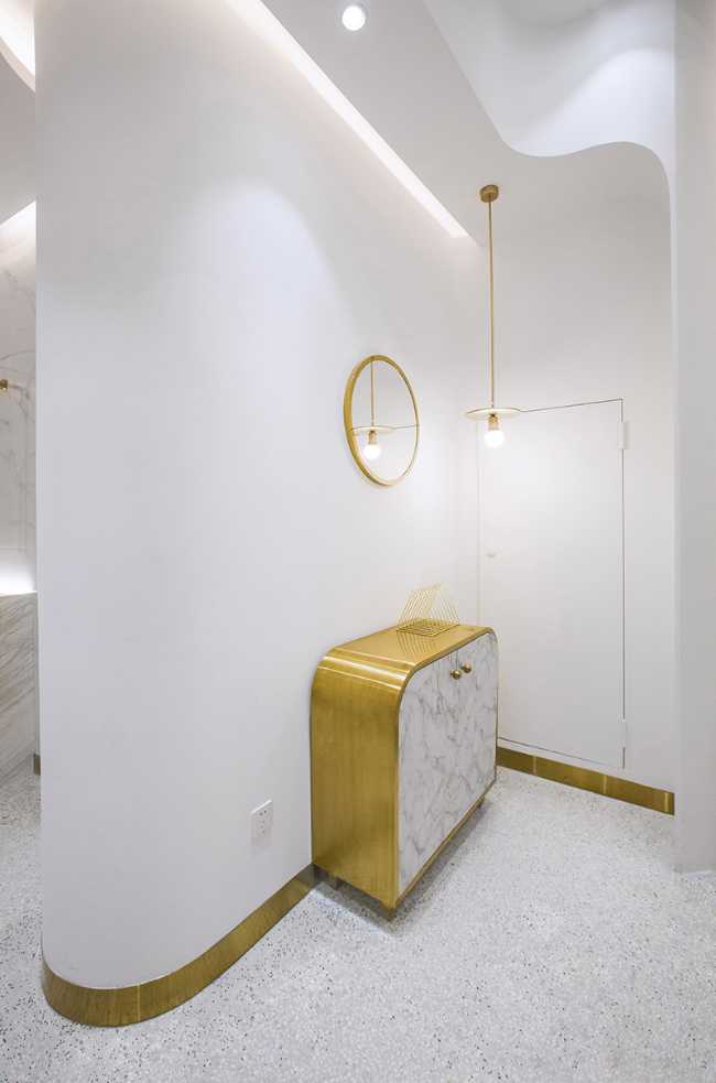 interior concept store white gold minimal pastel color