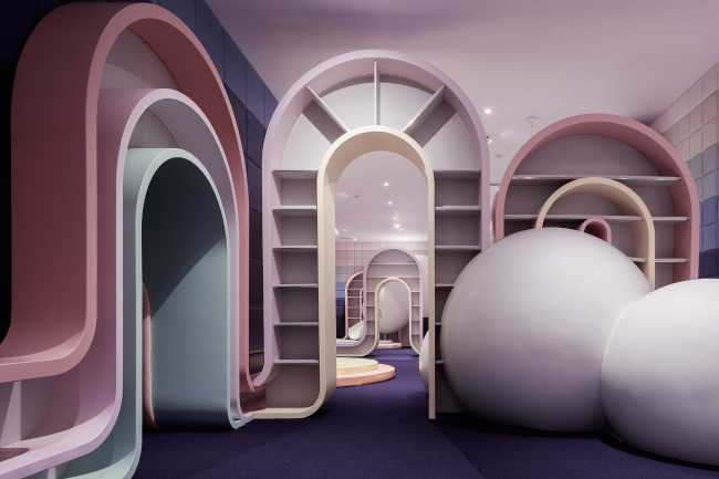 pastel colors and soft curves playground design
