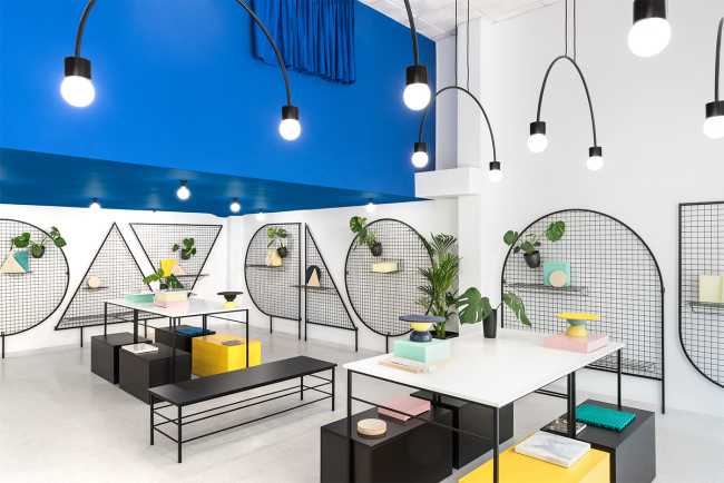 Colorful store for design exhibitions