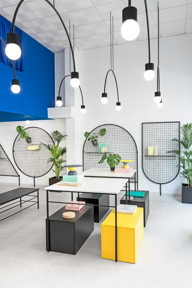 Colorful store for design exhibitions