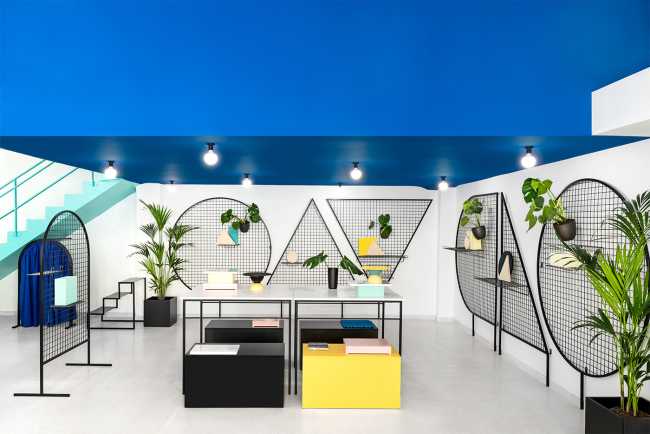 Colorful store for design exhibitions
