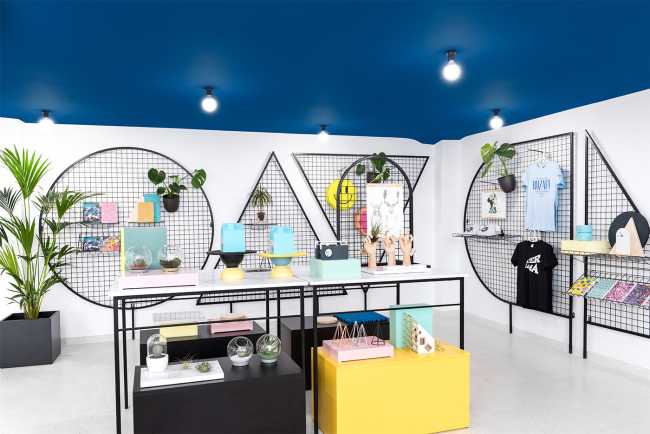 Colorful store for design exhibitions
