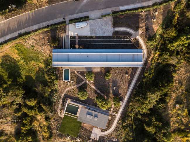 Top view villa on a slope