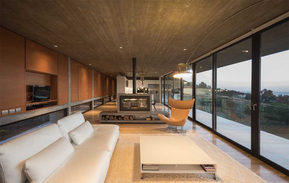 Living room with bay window