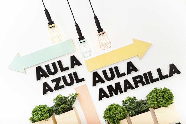 Colorful graphics for a language school