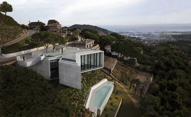 house x pool concrete structure