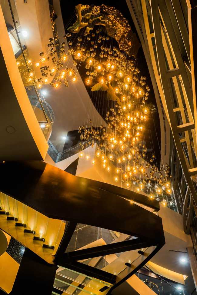gold and glass for the scale of a hotel