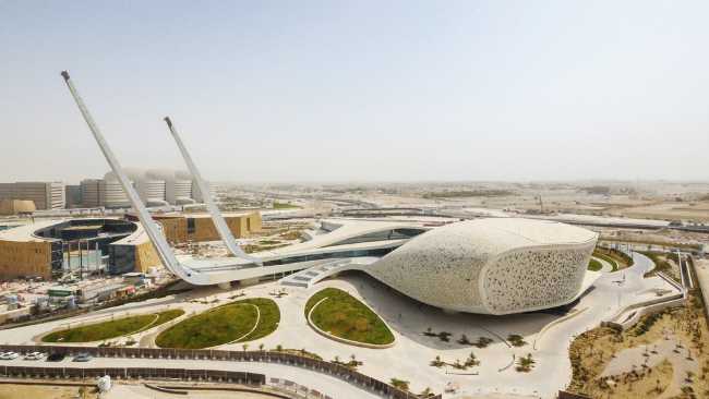 university qatar minimalist fluid forms urban exterior