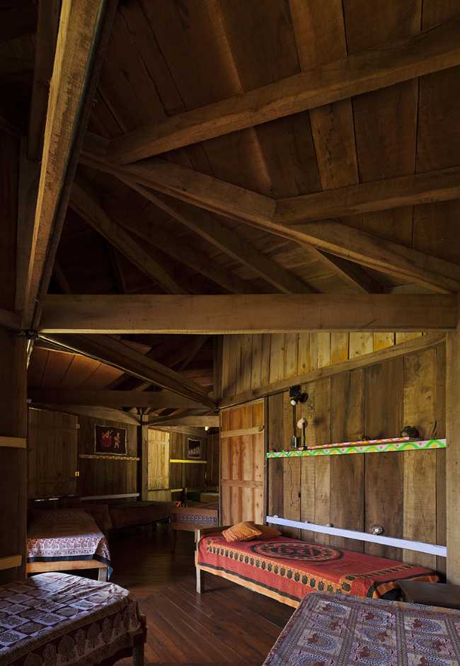 Inner hostel entirely in wood with beams