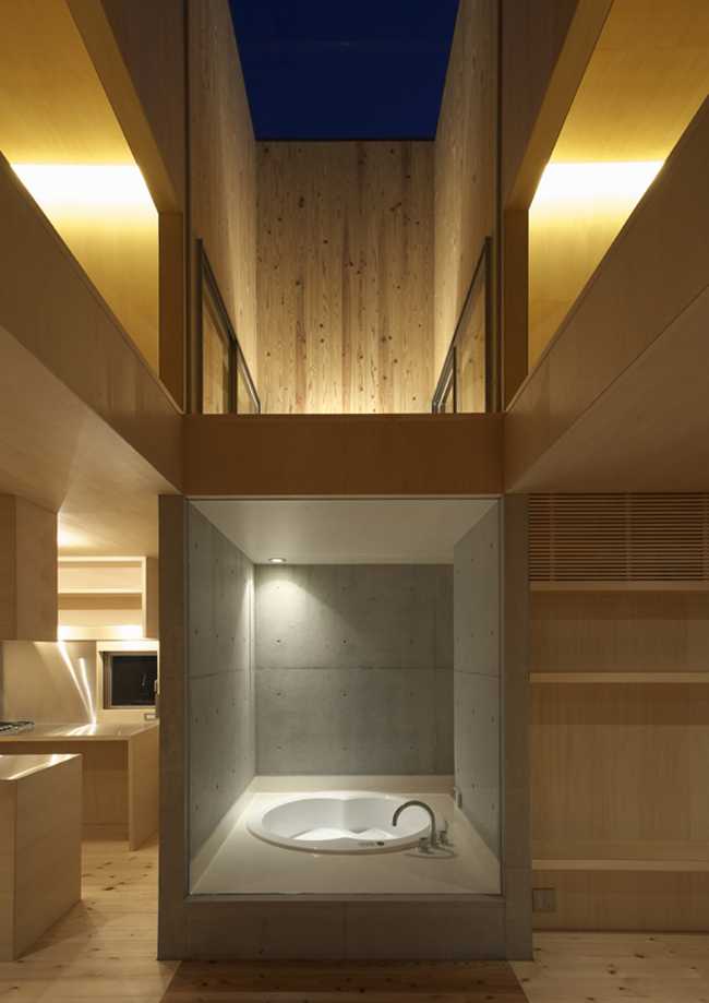 Illuminated wooden interior