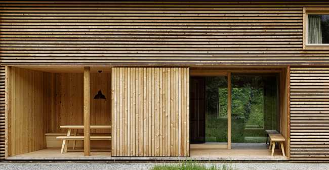 Wooden house window and terrace