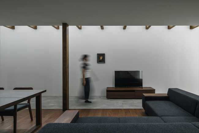 Living room of a wooden house
