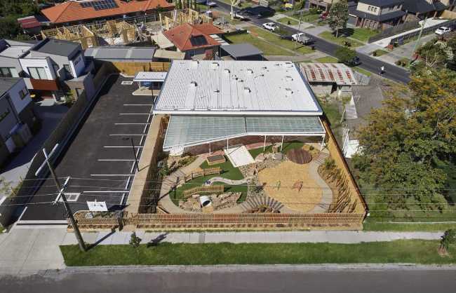 Wooden school top view