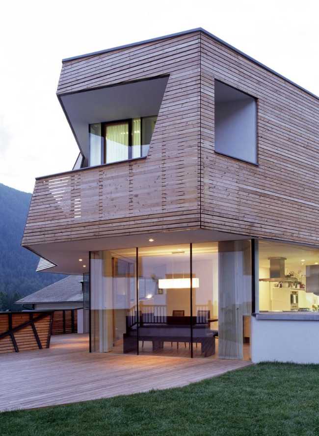 Contemporary wood and glass villa